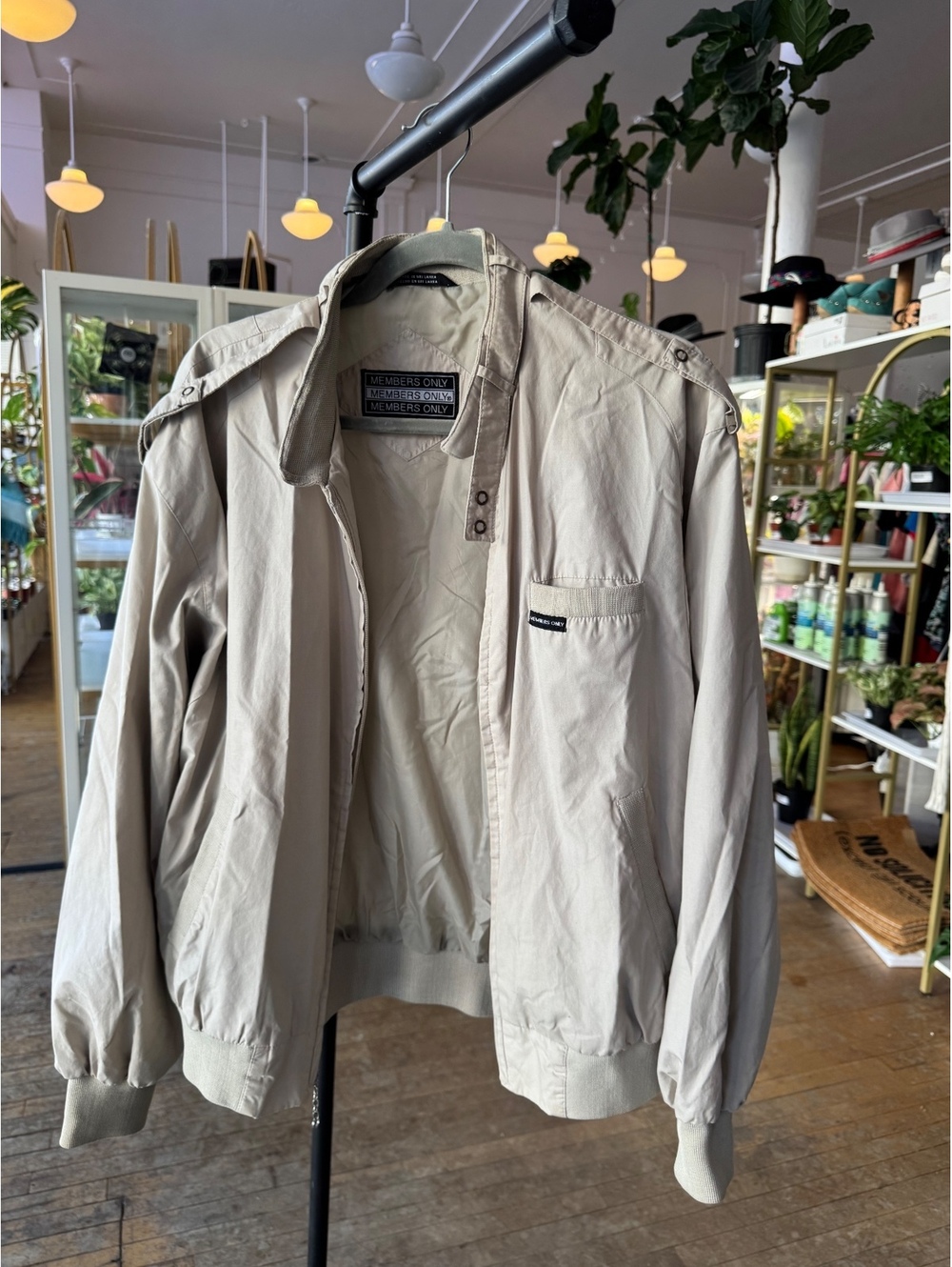 Members Only Beige Lightweight Bomber Jacket
